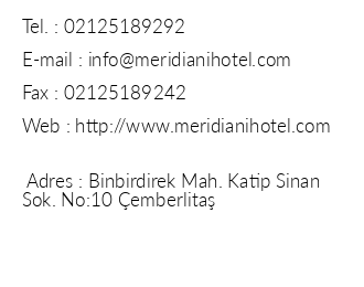 Meridiani Hotel iletiim bilgileri